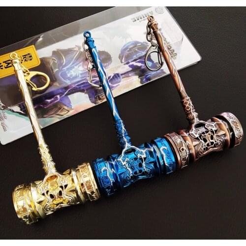 Anime Douro Mainland Keychain Tang San Hao Tian Hammer Metal Key Chains Weapon Shaking Flash Hammer Token Fan Souvenir Gifts Toy