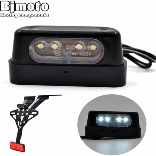 BJMOTO New 12 V 0.2 W Universal Black LED Motorcycle License Plate Light Emark Motorbikes Taillight Dropping Shipping
