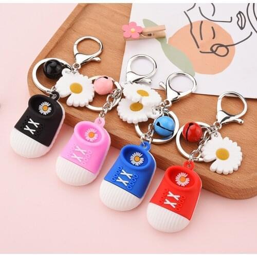 PVC Cartoon Silicone Shoes Keyring Key Chains Boyfriend Girlfriend Flower Keychain Perfect Gift for Men Women Lover Trinket