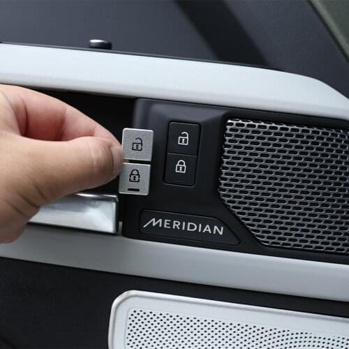 For Land Rover Defender 110 2020-2022 Aluminum Alloy Silver Car Door Lock Control Button Decorative Sticker Car Accessories