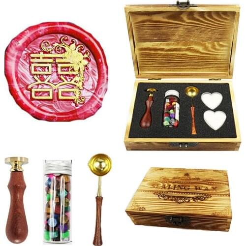 Chinese Double Happiness Flower Wax Seal Stamp, Great for Embellishment of Envelopes, Invitations, Wine Packages, Greeting Cards