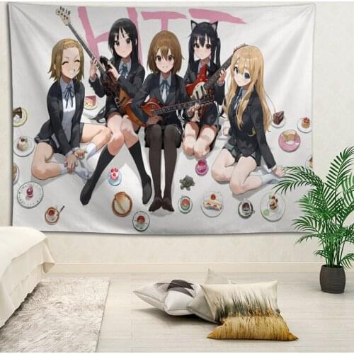 Customized K-ON! Anime Hanging Fabric Background Wall Covering Home Decoration Blanket Tapestry Bedroom,Living Room Wall Decor