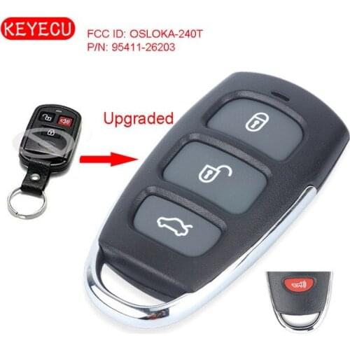 Keyecu Upgraded Remote Control Car Key 3+1B Fob for Hyundai Elantra 2004-2006 FCC ID: OSLOKA-240T, P/N: 95411-26203