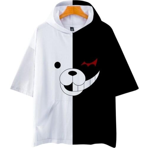 Hot Game Danganronpa Monokuma Cosplay Costumes Hoody Tshirt Men Women T-shirt Hooded T Shirt Trigger Happy Havoc Pocket Clothes