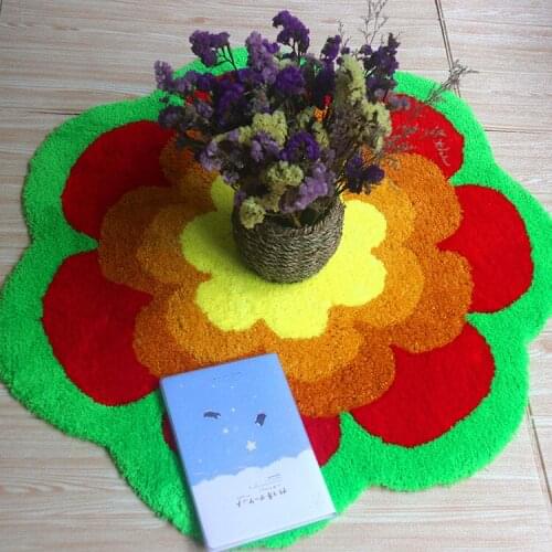 Handmade Sunflower 3D Pattern Pastoral Rug Absorbent Mat Foot Pad Home Decor Bathroom Anti slip Carpet Seat Pad