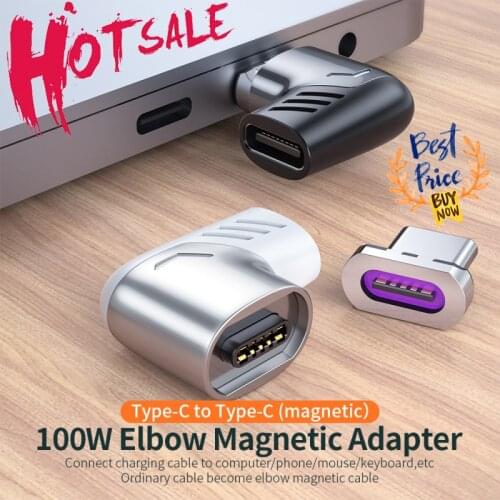 100W USB Type C Magnetic Cable Adapter Cable Converter For Ipad Pro Macbook 2019 2018 Magnet Adapter Cable Connector Bent