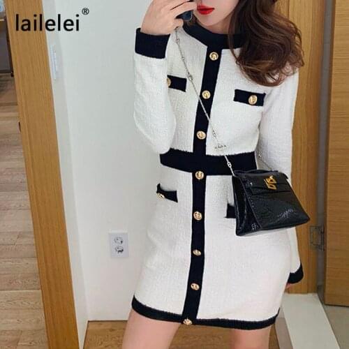 Meimeis mayday forever love into S curve/light ripe small sweet wind dress black and white and color matching of cultivate one