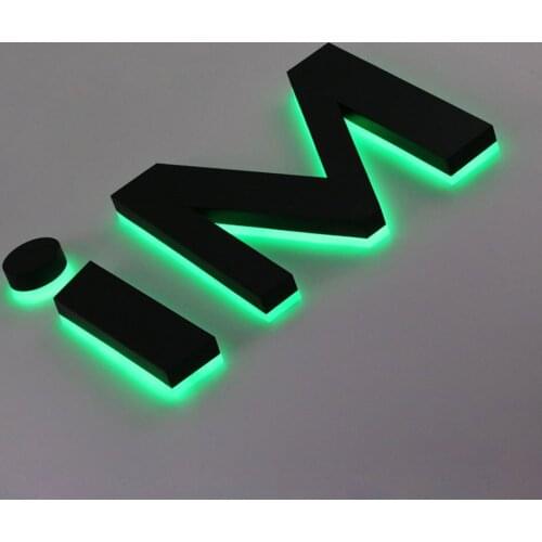 Metal Signs with Green Back Light Customized Black Paint Channel Letter Wall-mounted Led Signage Waterproof