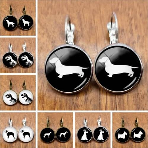 Cute Dachshund Earrings Retro Simple Hound Silhouette Art Earrings Cute Dog Avatar Picture Earrings, Gifts Preferred
