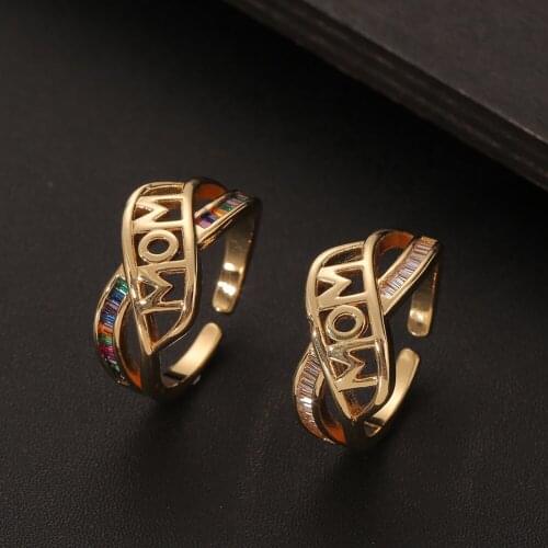 Fashion Gold Color Double Adjustable Rings Mothers Day Jewelry Gifts Shiny CZ Zircon For Women MOM Birthday Knuckle Ring