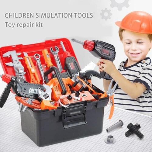 43PCS Kids Tool Set Electric Repair Screwdriver Toys Kit Simulation Pretend Play Toolbox Kit With Storage Box Children Tools Toy