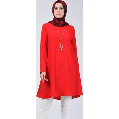 Minahill Plain Tunic with Necklace Red 0051-09