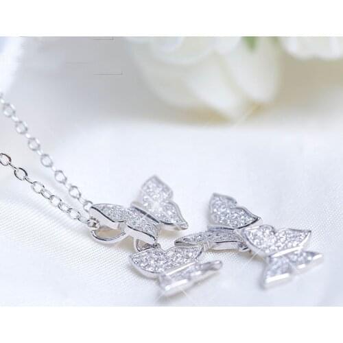 925 Sterling Silver butterfly zircon Necklaces & Pendants For Women Fashion Lady Festival Gift Sterling-silver-jewelry