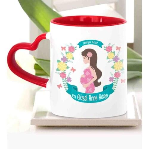 Personalized Mother 'S Day Themed Red Heart Mug Cup KK7