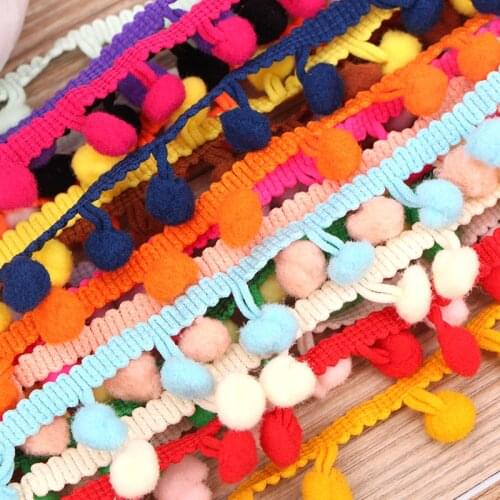 20Yards Pom Pom Trim Ball 12 mm Handmade DIY MINI Pearl Pompom Fringe Ribbon Sewing Lace Kintted Fabric Craft Cloth Accessories