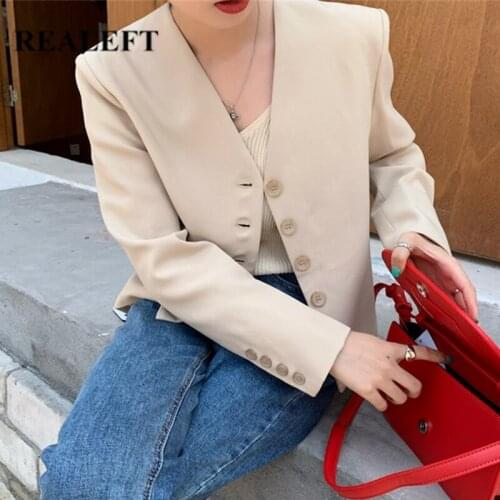 REALEFT Women's Blazers With Short Sleeves