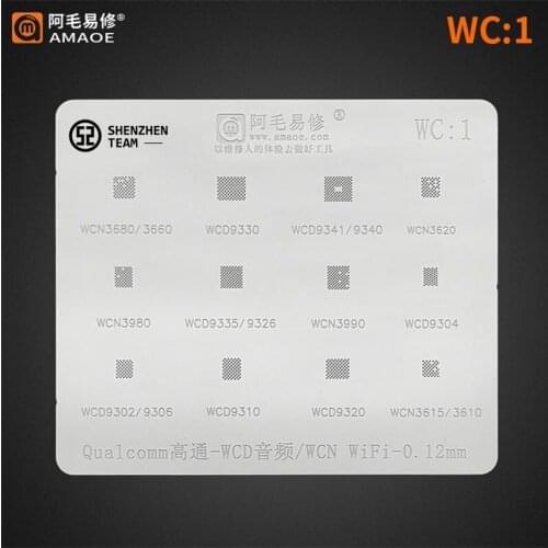 AMAOE Stencil WC:1 For WCN3680 WCD9330 WCD9341 WCN3620 WCN3980 WCD9335 WCD9304 WCD9302 WCD9320 WCN3615 Reballing Stencil IC