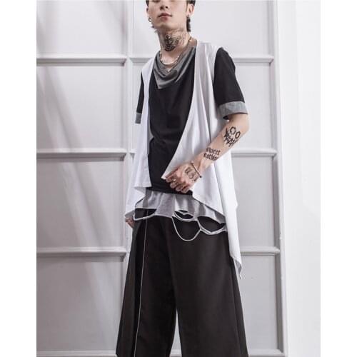 Medium length summer versatile cardigan Vest black white junior undergarment large size elegant personality hairstylist