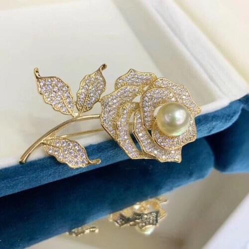 SHANICE Cubic Zirconia cz Rose Flower Brooches For Women Lady Fashion Luxury Flower Pin Spring Summer Design Available Gift