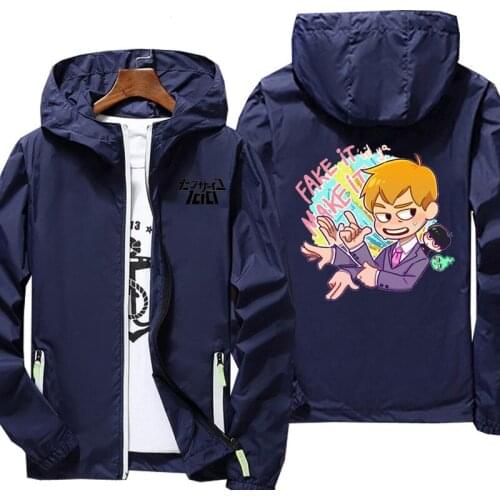 Jacker Hot Fashion Mob Psycho 100 Anime Streetwear Print Kawaii Boy Girl Hoodie Color Outwear Windbreaker Plus Size 6XL 7XL