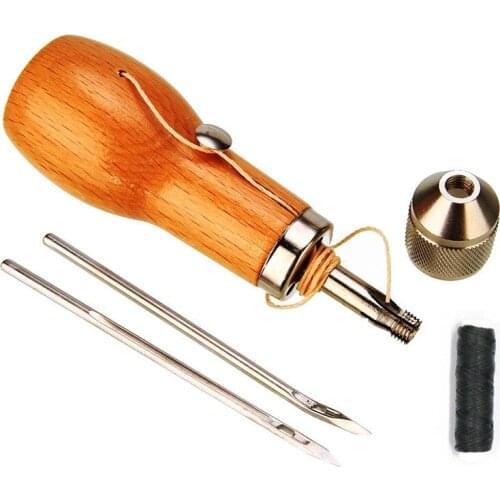 1Set DIY Hand Sewing Leather Awl Speedy Stitcher Leather Sewing Tool For Leather Craft Edge Stitching Belt Shoemaker Tools