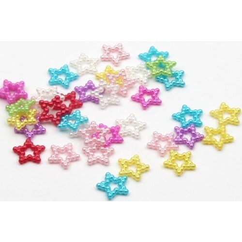 100pcs 12mm Mixed Star Pearl Decoration Crafts Flatback Cabochon Scrapbooking Embellishments Kawaii Diy Accessories