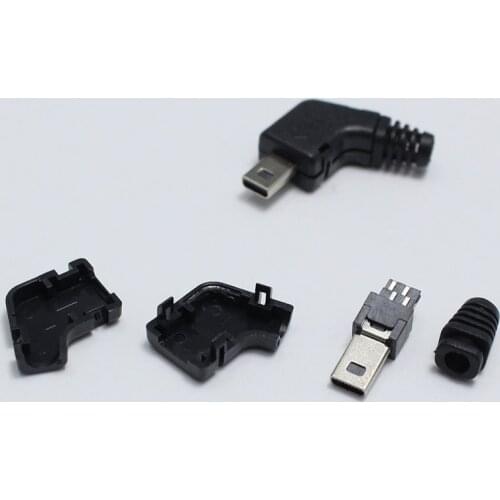 2set Mini USB 8 Pin Male jack Plug 8P Nickel Plated Angle Head Connector 4 in 1 DIY Black Plugs for Digital Camera