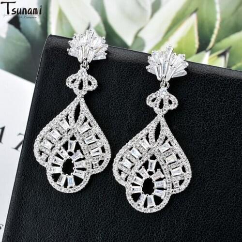 2021 Women Drop Earrings Embellished with Crystals Zircon Stone Round Charm Earrings Popular Romantic Fine Popular Jewelry Gifts
