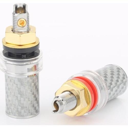 4pcs Rhodium Plated Carbon fiber Amp Speaker Terminal Binding Post