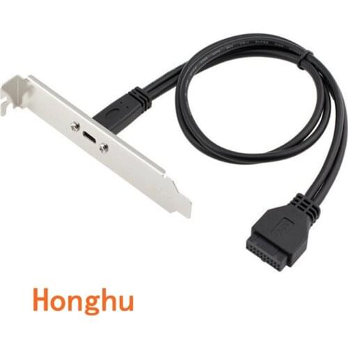 50cm Type C USB-C Female to USB 3.0 Motherboard 20Pin Panel Mount Cable With Rear PCI Back Panel Expansion Bracket