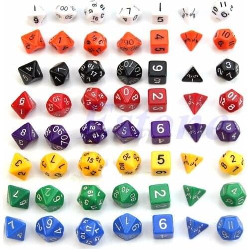 7pcs Sided Die D4 D6 D8 D10 D12 D20 for DUNGEONS&DRAGONS D&D RPG Poly Dice Game Y51D