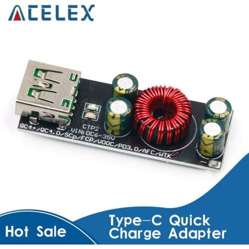 QC4.0 QC3.0 USB Type-C Mobile Phone Quick Charge Adapter 6 -35V Step Down Buck Boost Module for Huawei SCP/FCP Apple PD Qualcomm