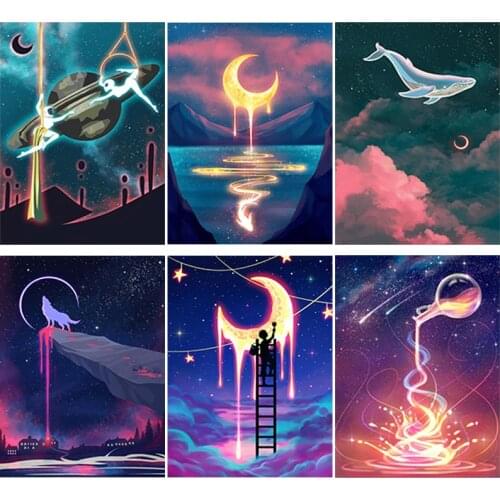 DIY 5D Child Diamond Embroidery Full Round Square Resin Mosaic Embroidery Cross Stitch Kits Art Handcraft Cartoon Night Moon