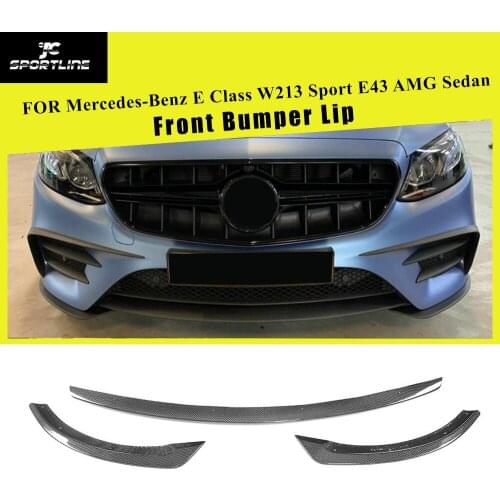 Car Front Bumper Lip Spoiler Splitters for Mercedes-Benz E Class W213 E43 AMG E200 E300 Sport Sedan 2017 2018 Carbon Fiber / FRP