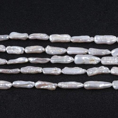 White Biwa Pearl Strand, 100% natural freshwater pearl, irregular shape beads, ZST004
