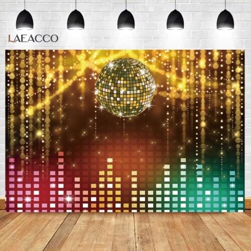 Laeacco Shiny Gold Strings Of Dots Disco Party Ball Star Stage Portrait Photographic Background Photo Backdrop For Photo Studio