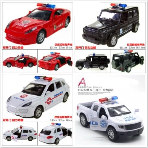 1:34 Kids Alloy Police Series Car Toy Model Pull Back Diecast Simulation Off-road Vehicle Collection Gifts for Children