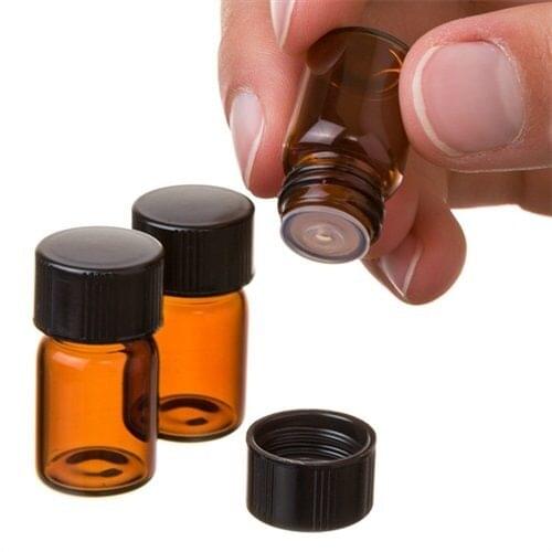 12pcs Amber Essential Oil Bottle 2ml Thin Glass Small Brown Perfume Oil Vials Sample Test Bottle With Orifice Reducer#dp4