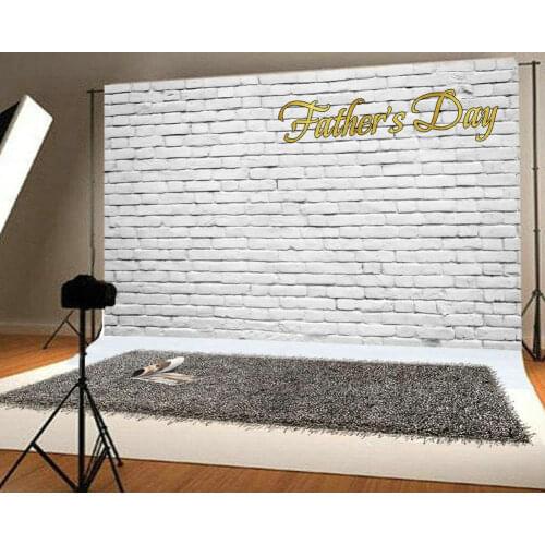 Happy Fathers Day White Brick Wall Backdrop Love My Dad Party Decor Background Photo Booth Studio Props