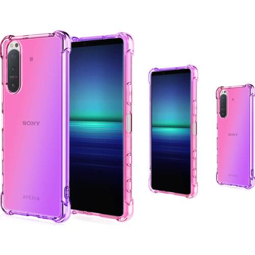 Gradient Half Transparent Case For Sony Xperia 10 II Xperia 1 II Xperia L4 Xperia 5 II Fashion Colorful Shockproof Case Cover