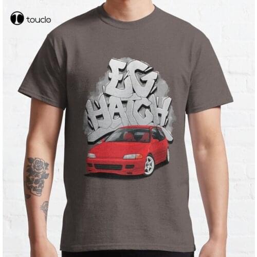 Civic Eg Hatch Red With Graffiti Background Vtec B16A2 B16 D16 K20 H22 Ekhatch Classic T-Shirt Cotton Tee Shirt