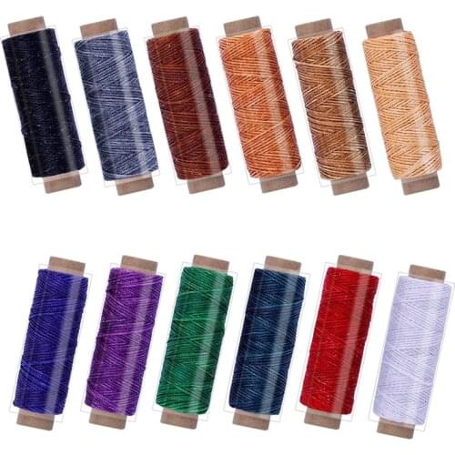 KAOBUY 12PCS 150D Leather Waxed Thread Cord For DIY Handicraft Tool Hand Stitching Thread For Leather Craft DIY, Bookbinding