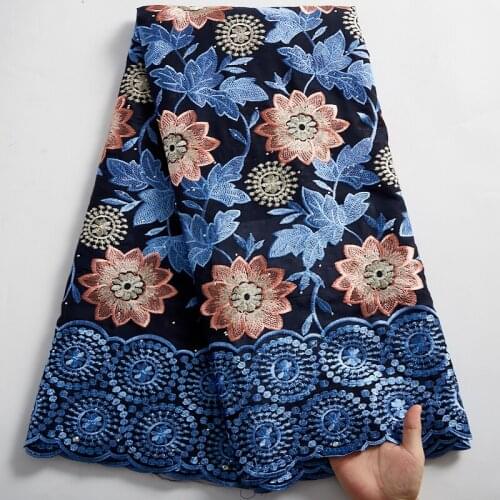SJD LACE Dubai Swiss Cotton Voile Fabric African Cotton Lace Fabric 2021 Flowers Embroidery Sewing Fabric For Women Dress A 2491