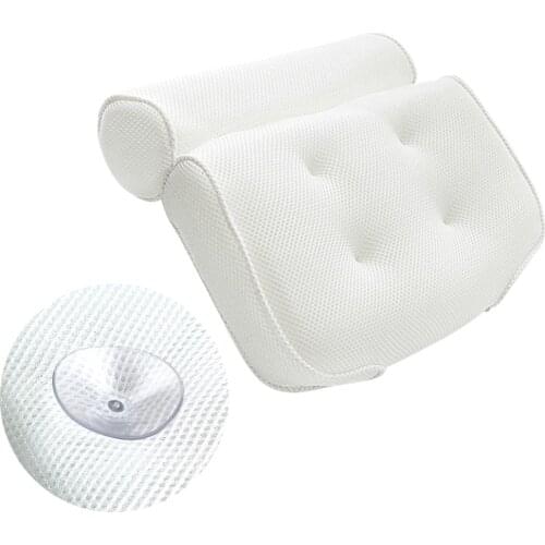 LUOEM Breathable 3D Mesh Spa Bath Pillow with Suction Cups Neck and Back Support Spa Pillow for Home Hot Tub