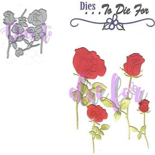 Red relative roses Metal cutting dies cross stitch scrapbooking diesstencil Holiday card christmas new cutting dies for 2021