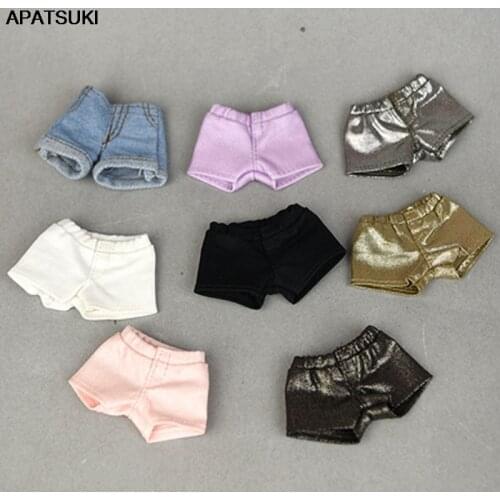 Fashion Denim Jeans Leather Shorts For Barbie Doll Clothes Outfits Trousers For Blythe 1/6 Dolls Accessories Kids Toys