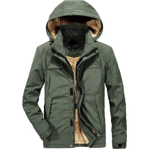 Men Jacket Winter Parka Windbreaker Jacket Plus Velvet Thick Warm Coats Male Fashion Hooded Outwear Multi Pocket Overcoat