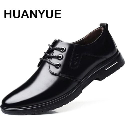 2018 New Men Shoes Breathable Lace Up Men Leather Shoes Formal Oxfords Shoes For Men Black Business Dress Shoes Big Size 38-46