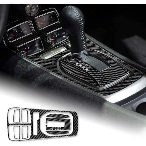Carbon Fiber Center Console Gear Shift Panel Cover Sticker Interior Trim Decal Compatible with Chevrolet Camaro 2010-2015