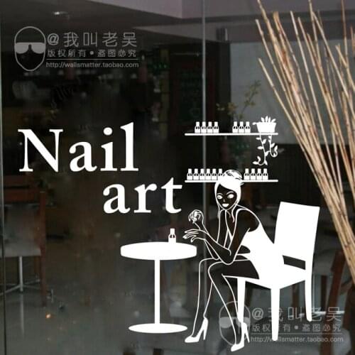 Nail Art Salon Shop Wall Decal Beauty Salon Sticker Vinyl Wall Decals Decor Mural Nail Art Salon Shop Glass Window Sticker